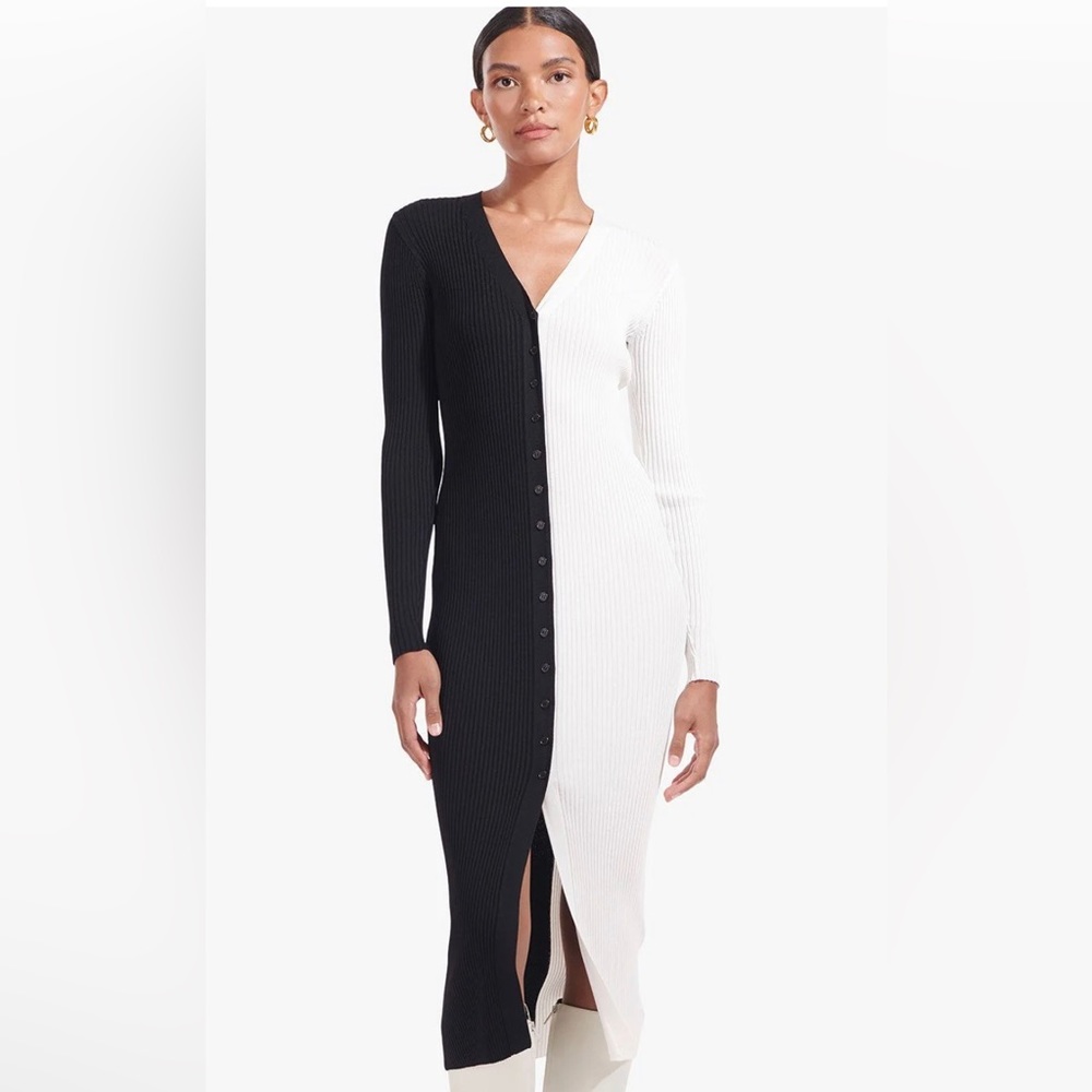 Black and Cream two tone sweater dress